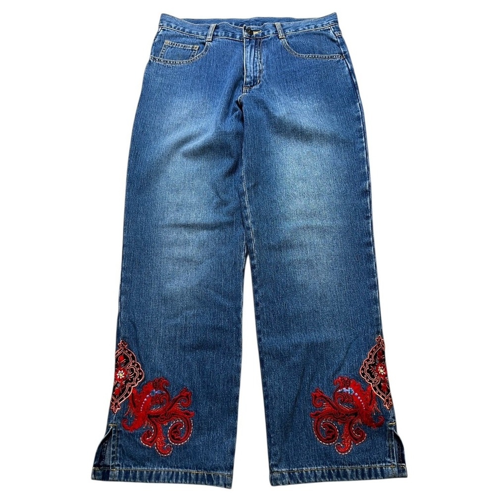 Carol Anderson Collection Capri Jeans Womens 4 Vintage‎ Embroidered Wide Leg Y2K